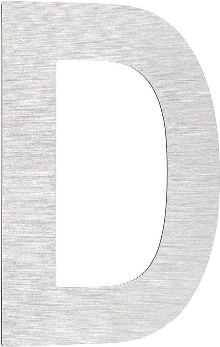 Huisnummers voor buiten, letter D zilver roestvrij staal zelfklevende moderne brievenbus adres deurnummers voor buitenhuis residentiële brievenbussen 4,97 x 3,38 cm