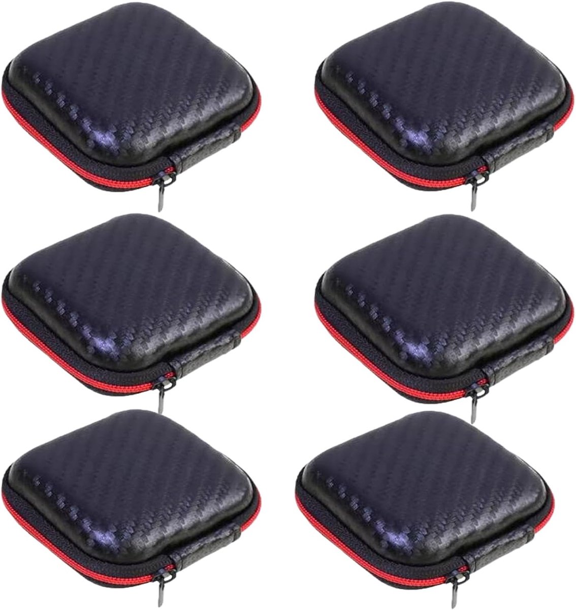 6-delige draagbare hoofdtelefoonhoes, mini EVA-tas, opbergtas, harde schaal met ritssluiting, kan worden gebruikt voor hoofdtelefoon/oordopjes/Bluetooth/oplaadkabel/sleutels en andere kleine