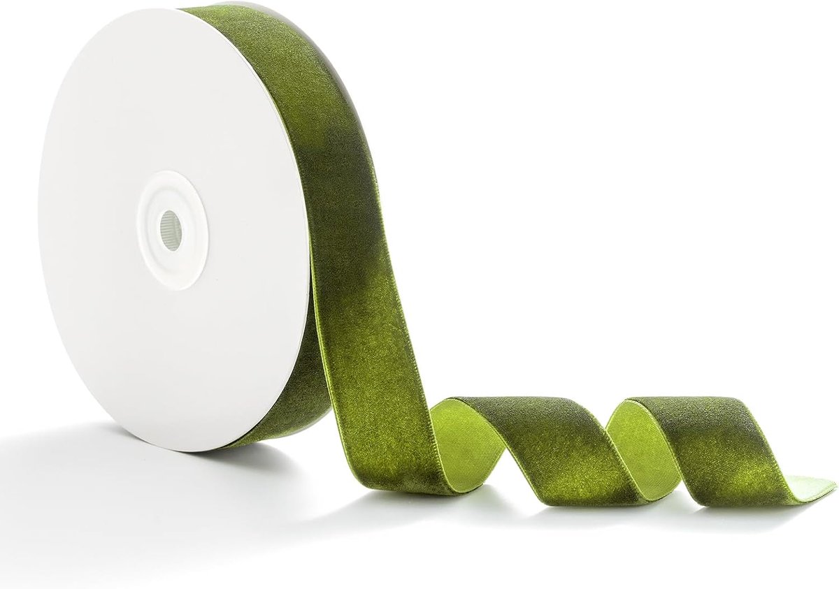 Fluwelen lint fluweel 2,5 cm x 9 m lint fluwelen lint cadeaulint fluwelen bandjes olijfgroen