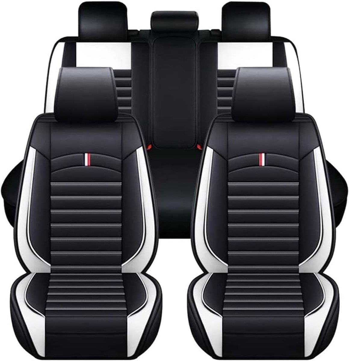 Stoelhoezensets voor OPEL Zafira B (5seats), leren voor- en achterbank, comfortabel en ademend, complete set, waterdichte accessoires,I/Black-white