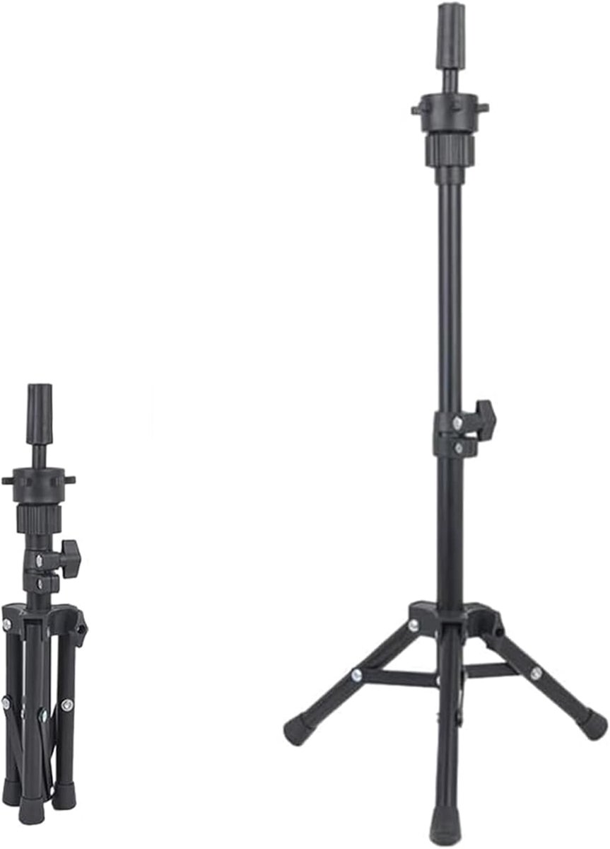 19 Inch Adjustable Stand Tripod,Mini Training Head Stands,black | Metal Head Stand for Training Mannequin Heads and Canvas Block Head,360° rotation