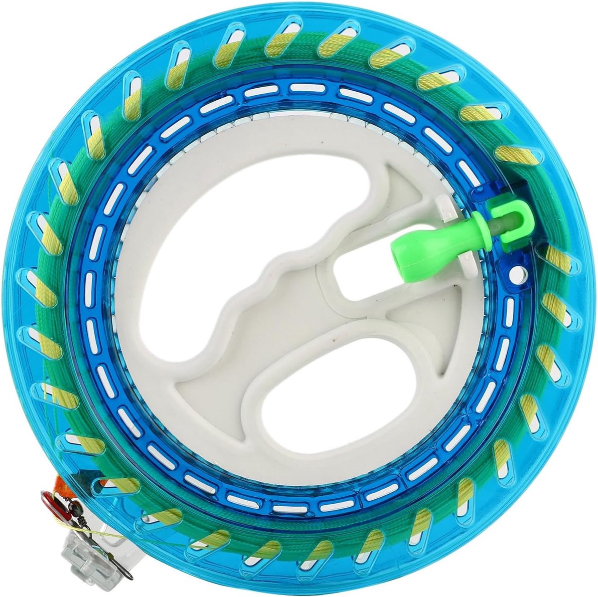 Vliegerhaspel Blauw Handvat Vliegwinder Gereedschap Outdoor Vliegeraccessoires met 200 meter lijn en vergrendelfunctie