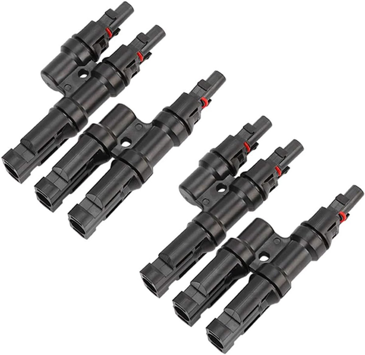 2 paar professionele zonnestekkers, zonne-T-aftakverbinders, T-takconnector, fotovoltaïsche connectoren, parallelle verbinders voor zonnepaneel