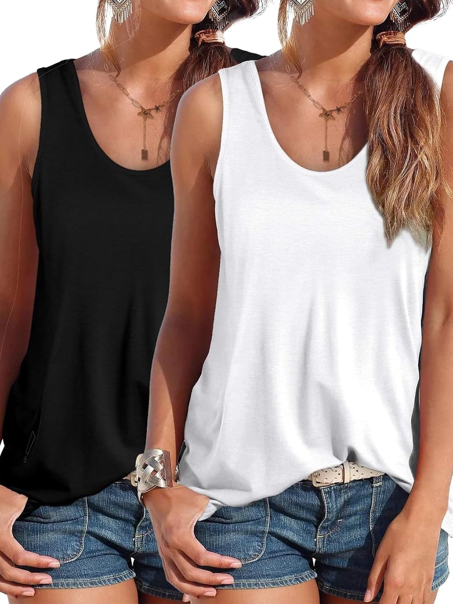 Damestop, chique en elegant, ronde hals, 2024, zomer, mouwloos