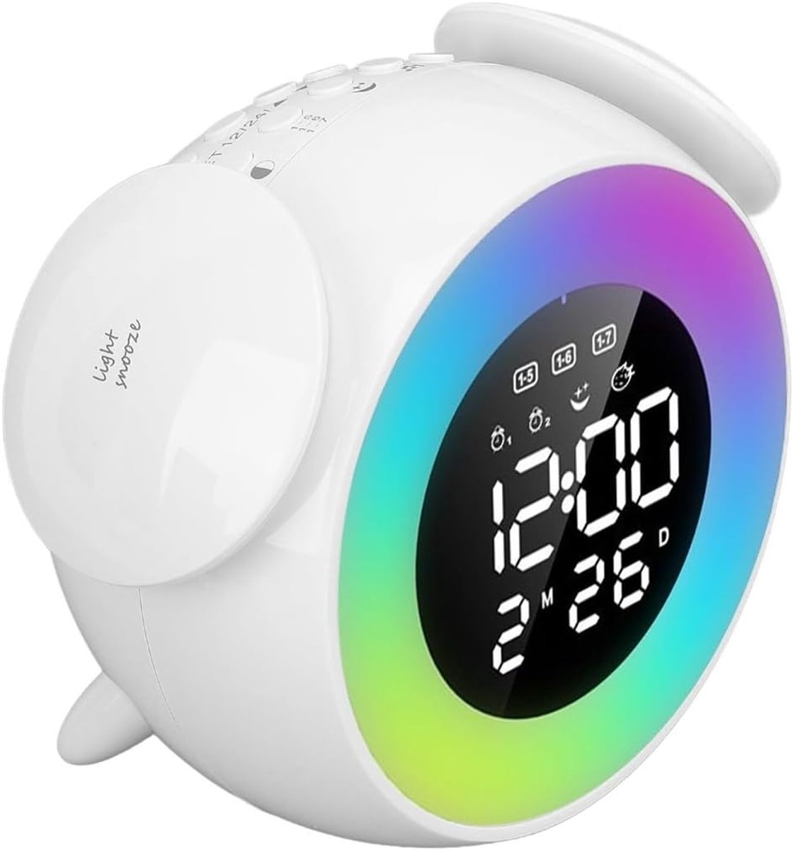 LED Wake-up Light Klok Oplaadmodel Kleurrijke klok Zonsondergang Timingmodus Slaaplicht Aanraaklicht