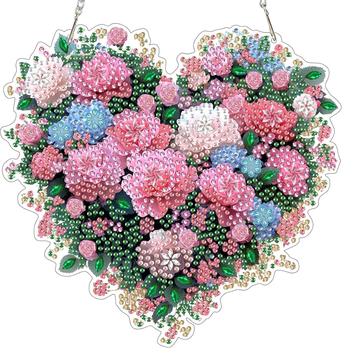 Hanging Diamond Art Kits Adults Heart Flower, Special Shaped Crystal Rhinestone Suncatcher, 5D Diamond Art for Adults Beginners Kids DIY Kits, Window Hanging Ornament