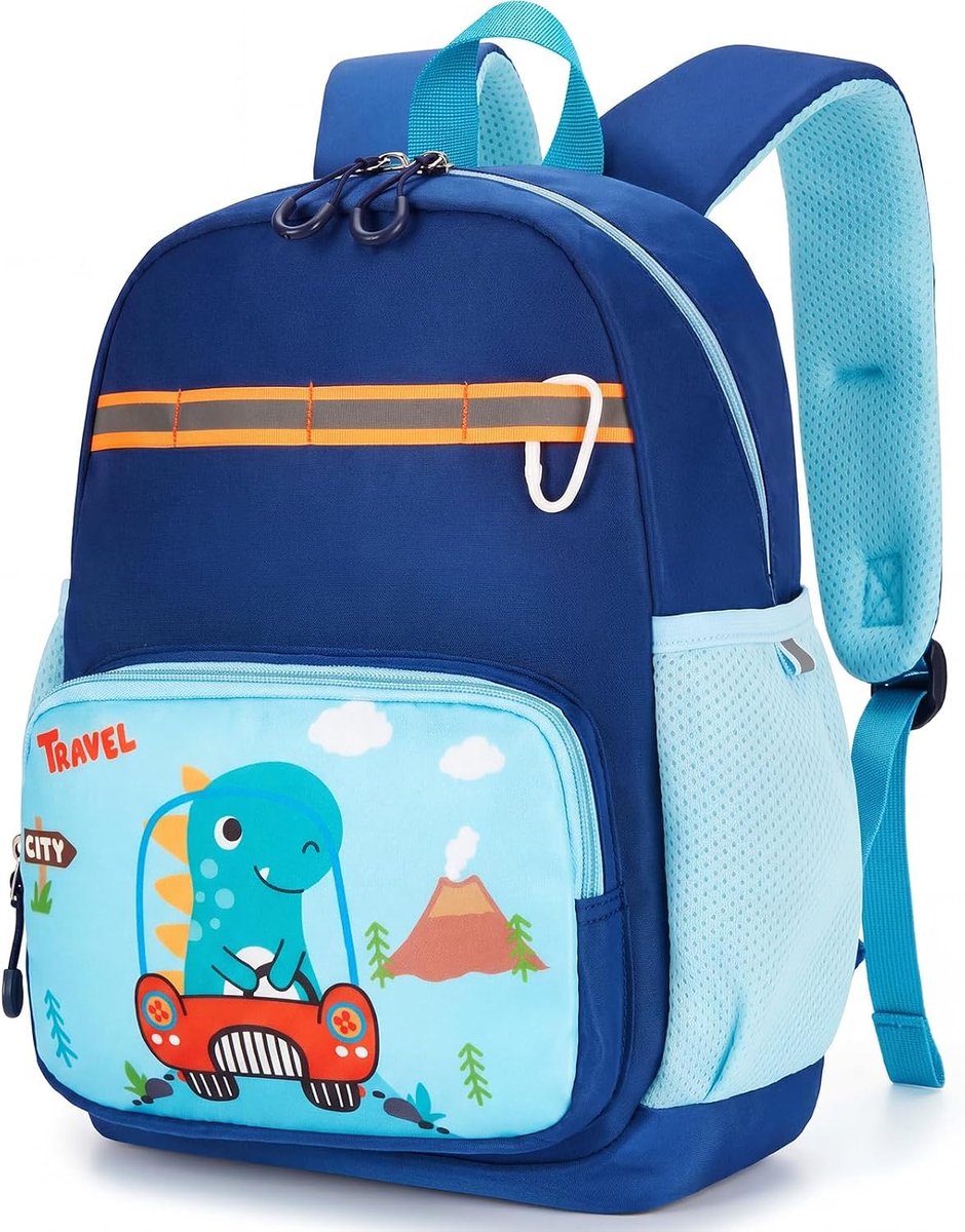 Kleuterschoolrugzak voor meisjes en jongens, met borstband en fluitje, rugzak voor kinderen, A4, reflecterend, licht, kinderdagrugzak voor kleuterschool en uitstapjes, 3-7 jaar, 9 l