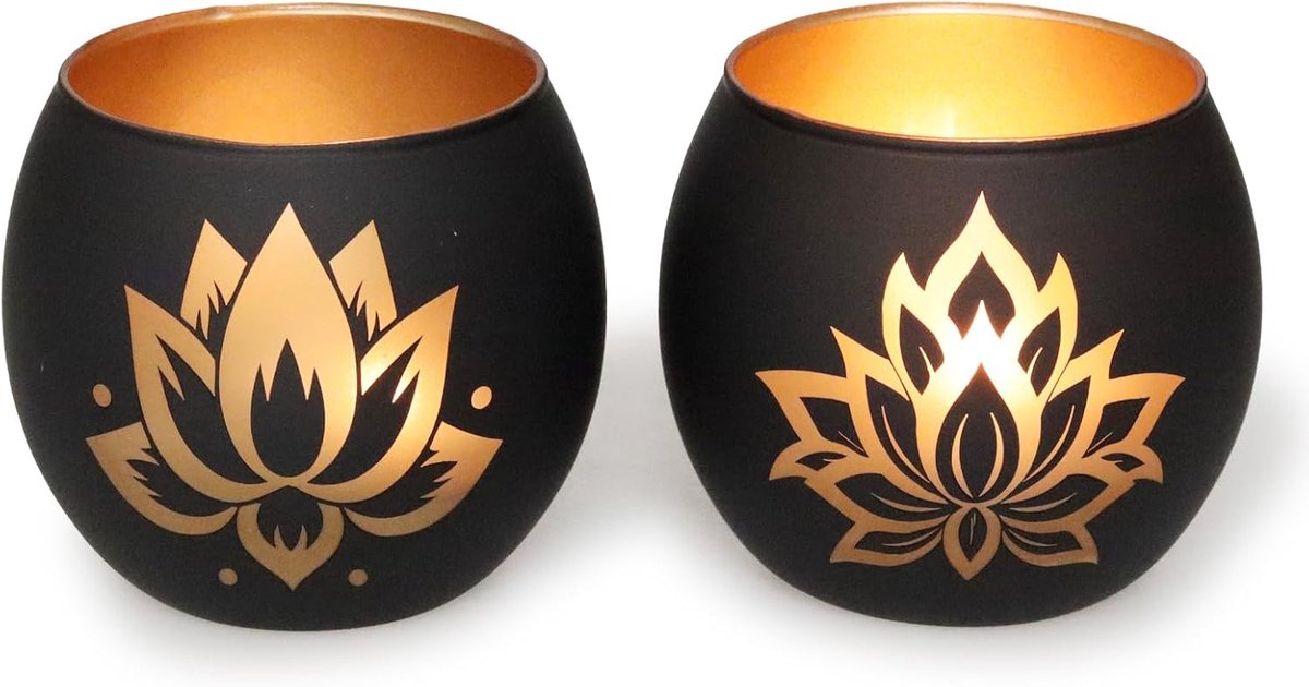 Kandelaar in lotusbloemendesign, glas, votiefkaars voor yoga, bruiloft, Aziatische huisdecoratie, 2 stuks