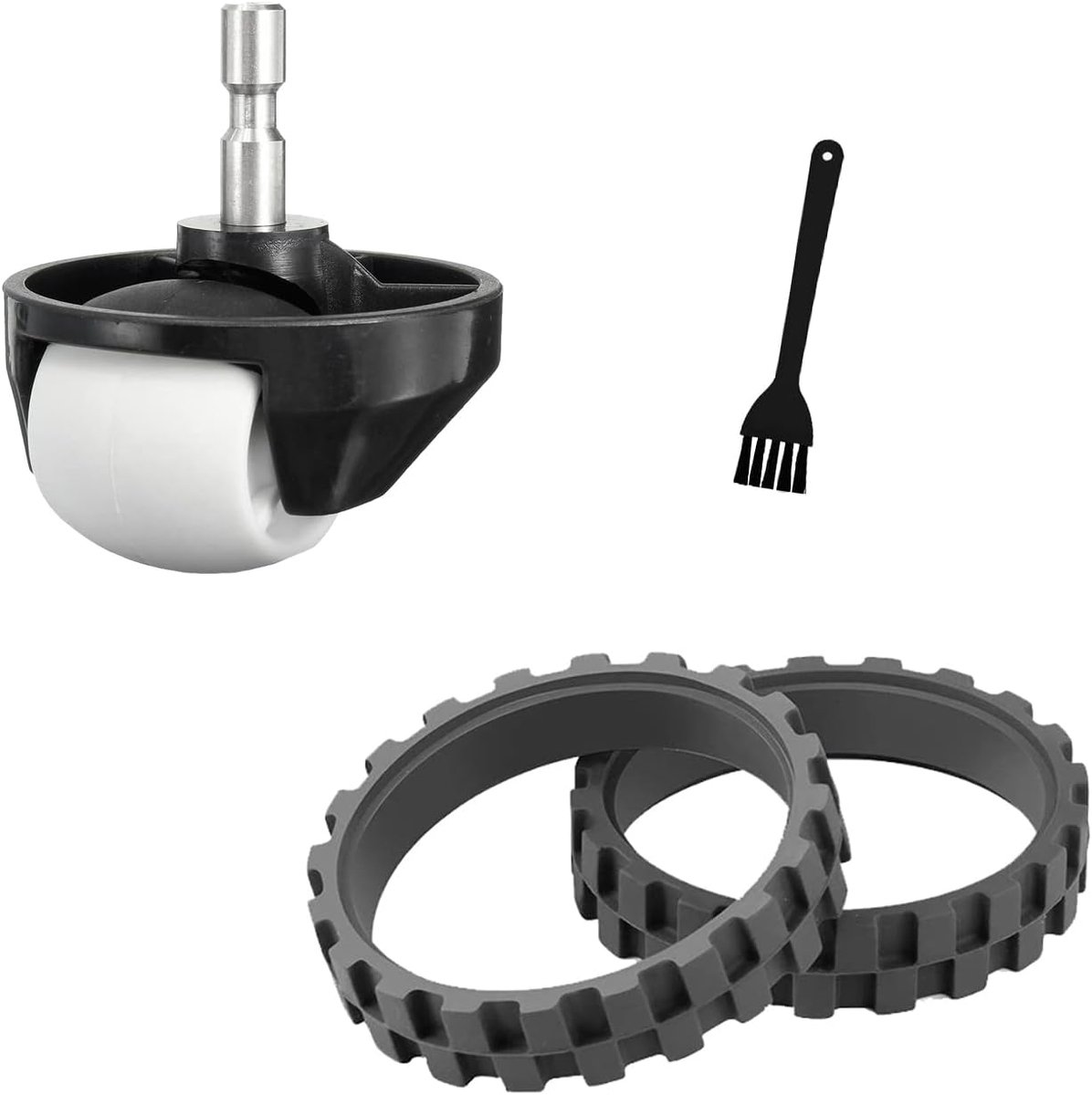Reservebanden en voorwiel, compatibel met Roomba 500, 600, 700, 800, 900, e, i, S. Vervanging voor zijwiel van uw robot, reserveonderdeel voor iRobot Roomba