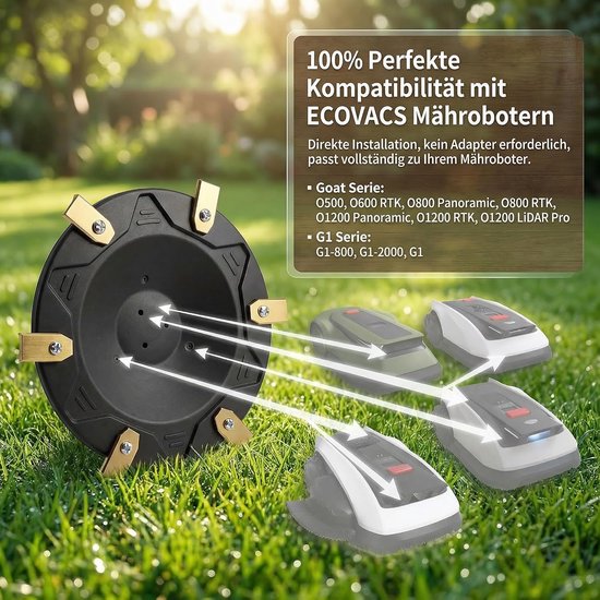 6 stuks, compatibel met Ecovacs Goat O500, O800, O1200, G1-800, G1-2000, G1, premium maaiborden, glasvezelversterkte kunststof, voor 6 messen — afbeelding 3