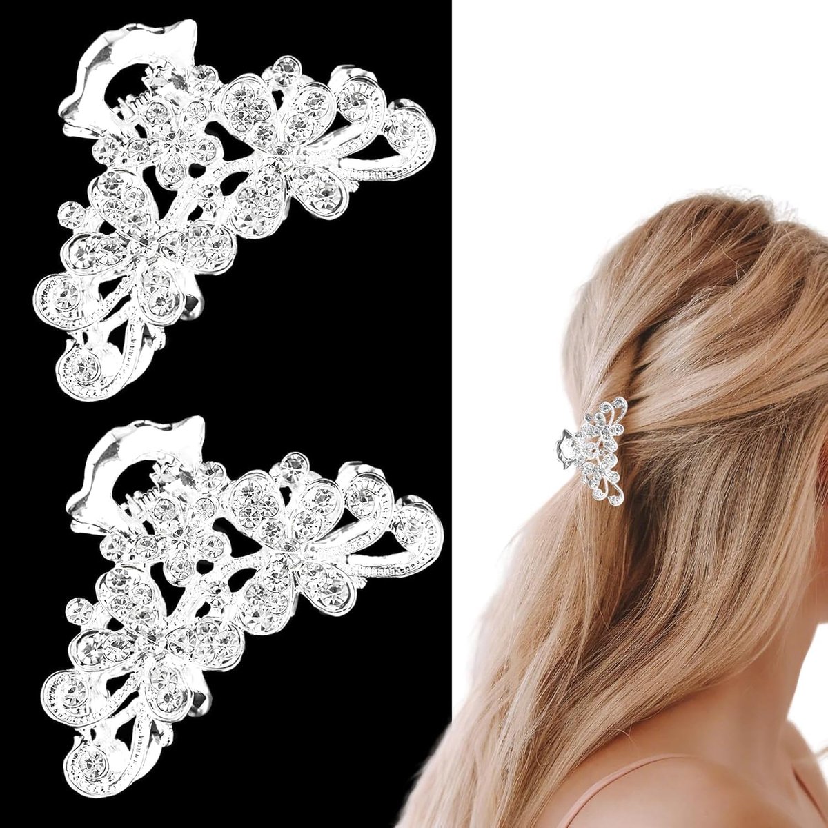 Haarspelden, haarspelden kristal, strass haarspelden dames, bruiloft haaraccessoires bruid glitter, haarklemmen met strassteentjes, haarclip kristal voor vrouwen meisjes bruiloft (A)