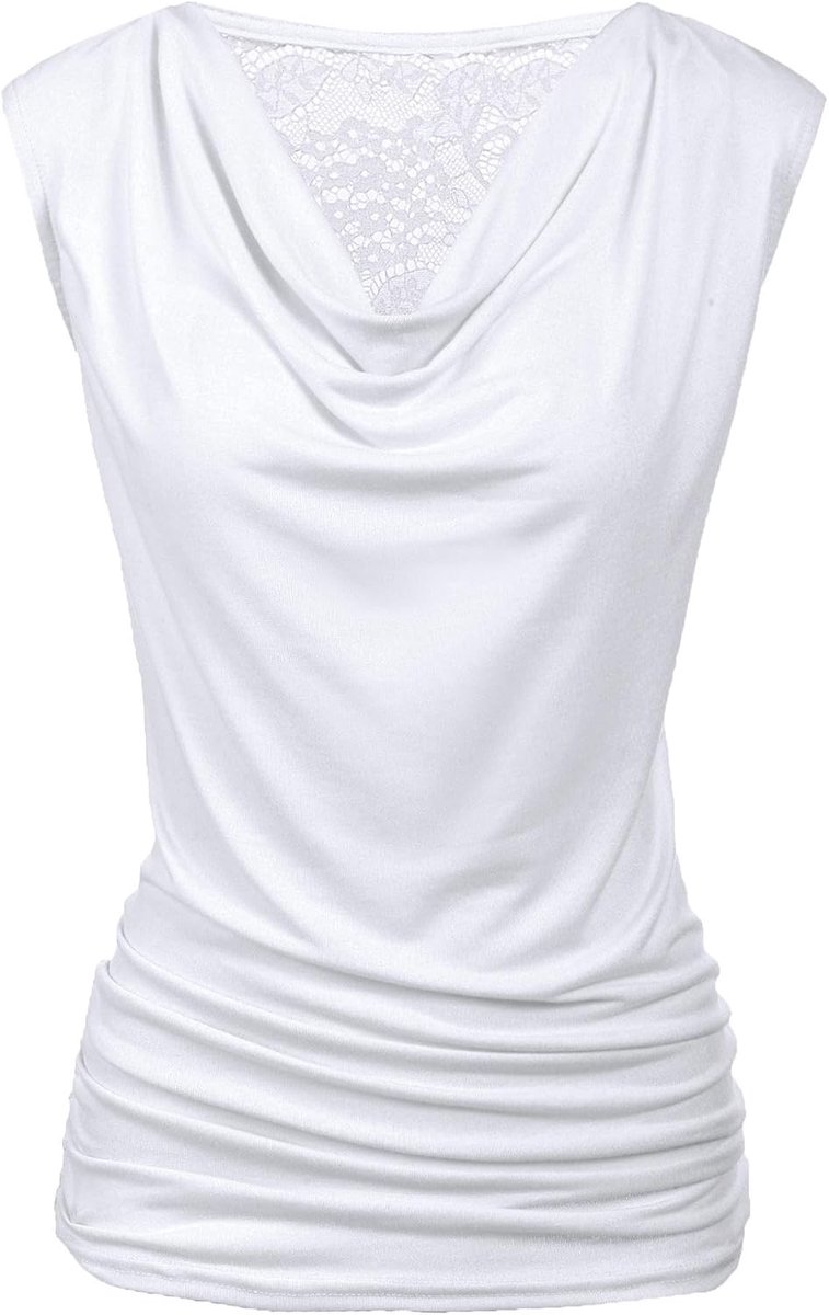Tanktop dames V-hals blouse waterval shirt mouwloos bovenstuk zomer blouse casual plooien kant vest basic tanktops