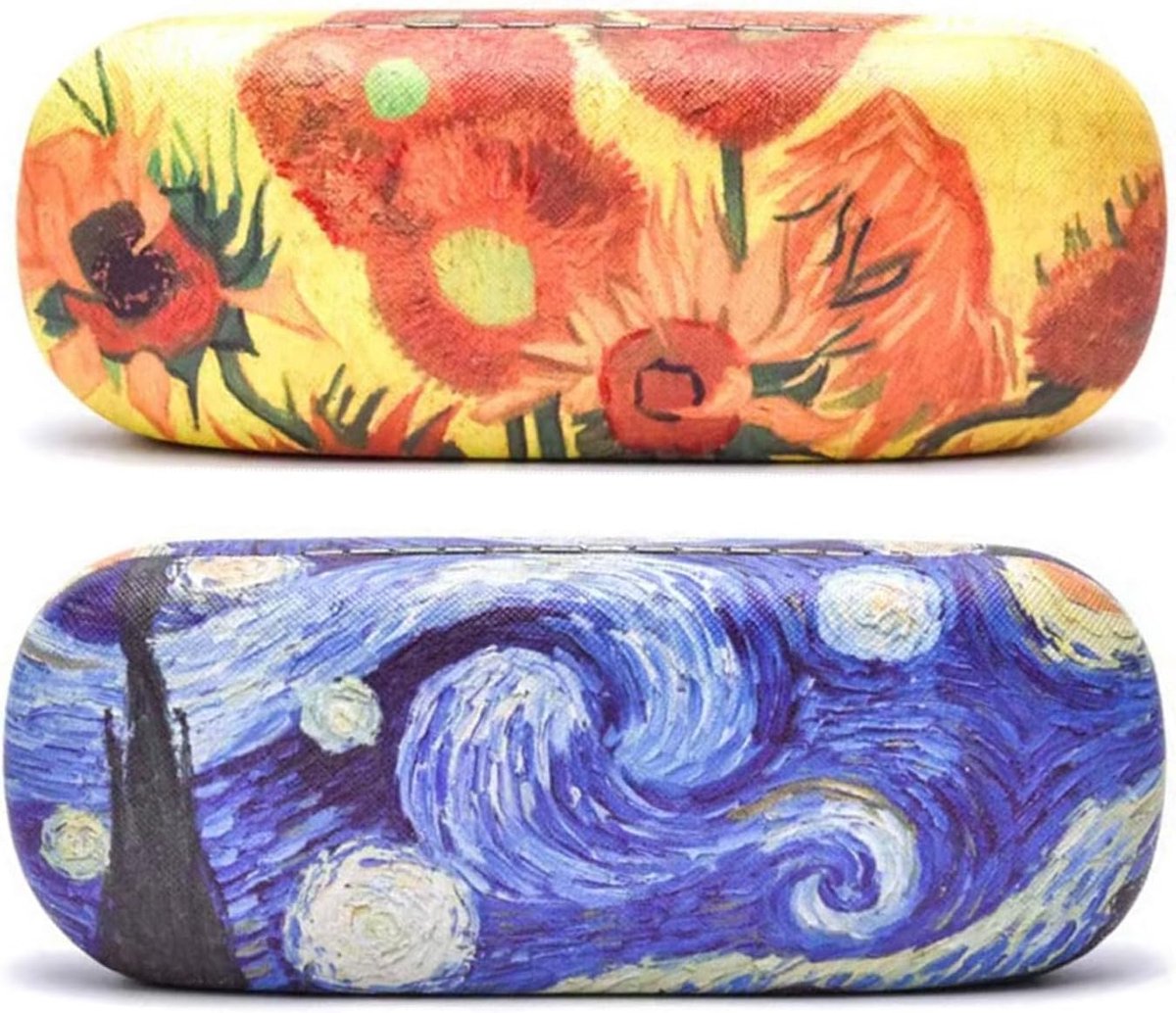 2 stuks brillenkokers, hardcase, draagbare brillenkoker, harde schaal, krasbestendige brillenkoker, brillenkoker voor dames en heren, voor bijziendheid, ouderdomszicht zonnebrillen