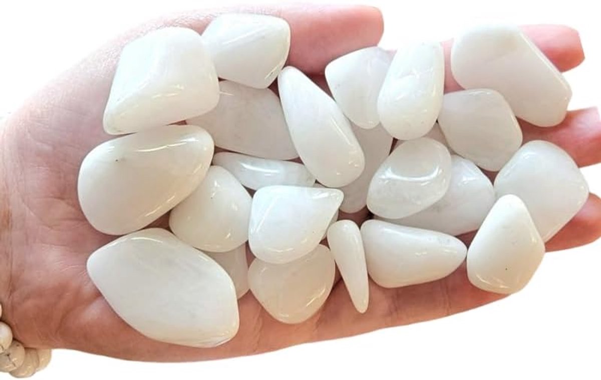 – 5 stuks geslepen stenen voor kristaltherapie en reiki – (melkkwarts sneeuw)