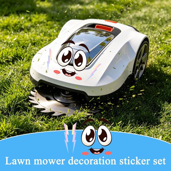 Stickers voor robotmaaier, bliksemdesign, 10 x 2 cm, grappige ogen, pvc, weerbestendig, decoratie, grasmaaier, robotaccessoires, compatibel met de meeste modellen (Au Laser) — afbeelding 4