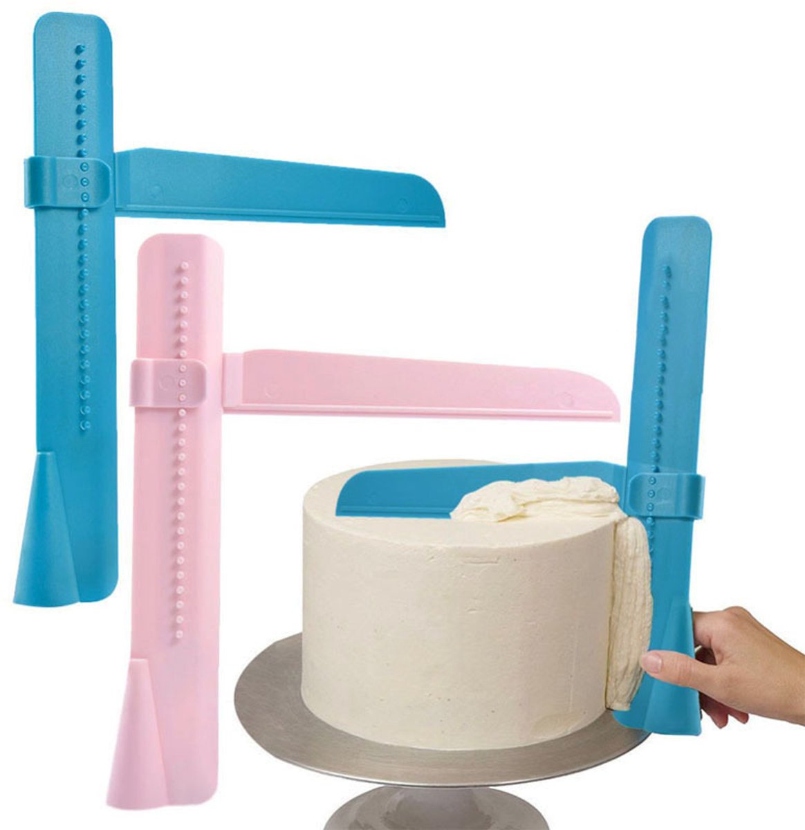 Claoner Taartgladmaker - 2 stuks - Verstelbare spatel - Voor mousse kaas cr猫me - Bakken cake - Keukengereedschap