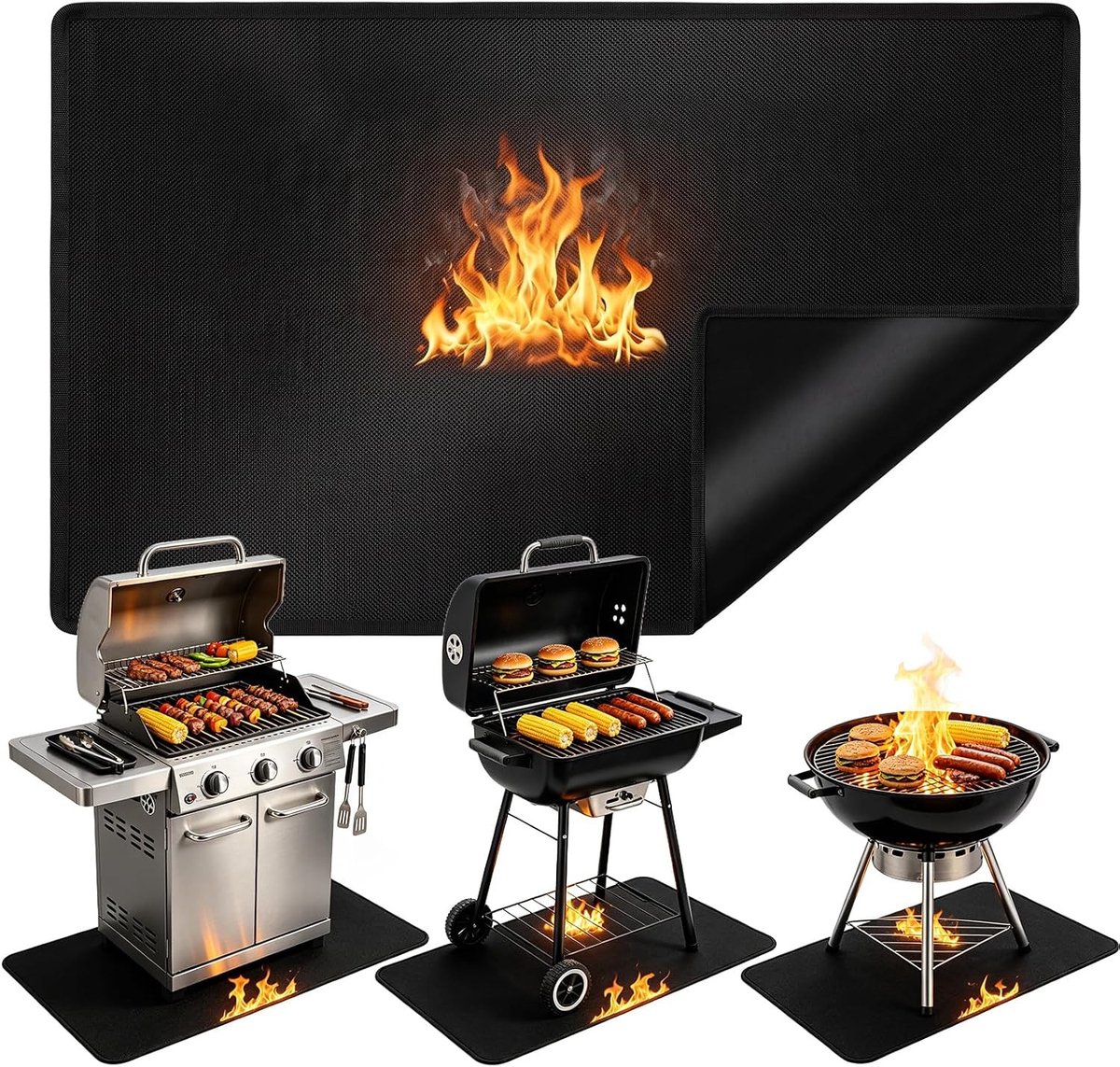 Vuurvaste Onderlaag - Grijs - 100 x 150 cm - Hittebestendige Vloerbeschermingsmat voor BBQ en Open Haard