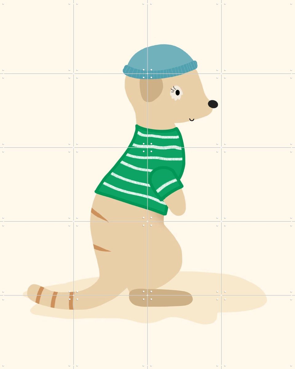 IXXI Stokstaart, Stadse Spruiten | door Miek illustreert - 80 x 100 cm - Gratis ophangtool - Grote wanddecoratie en posters - Speels, Cartoonesk