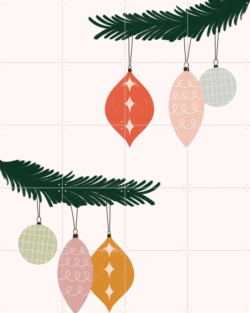 IXXI Christmas Ornaments, Menina Lisboa & Various - 80 x 100 cm - Gratis ophangtool - Grote wanddecoratie en posters - Speels, Kleurrijk, Digitale