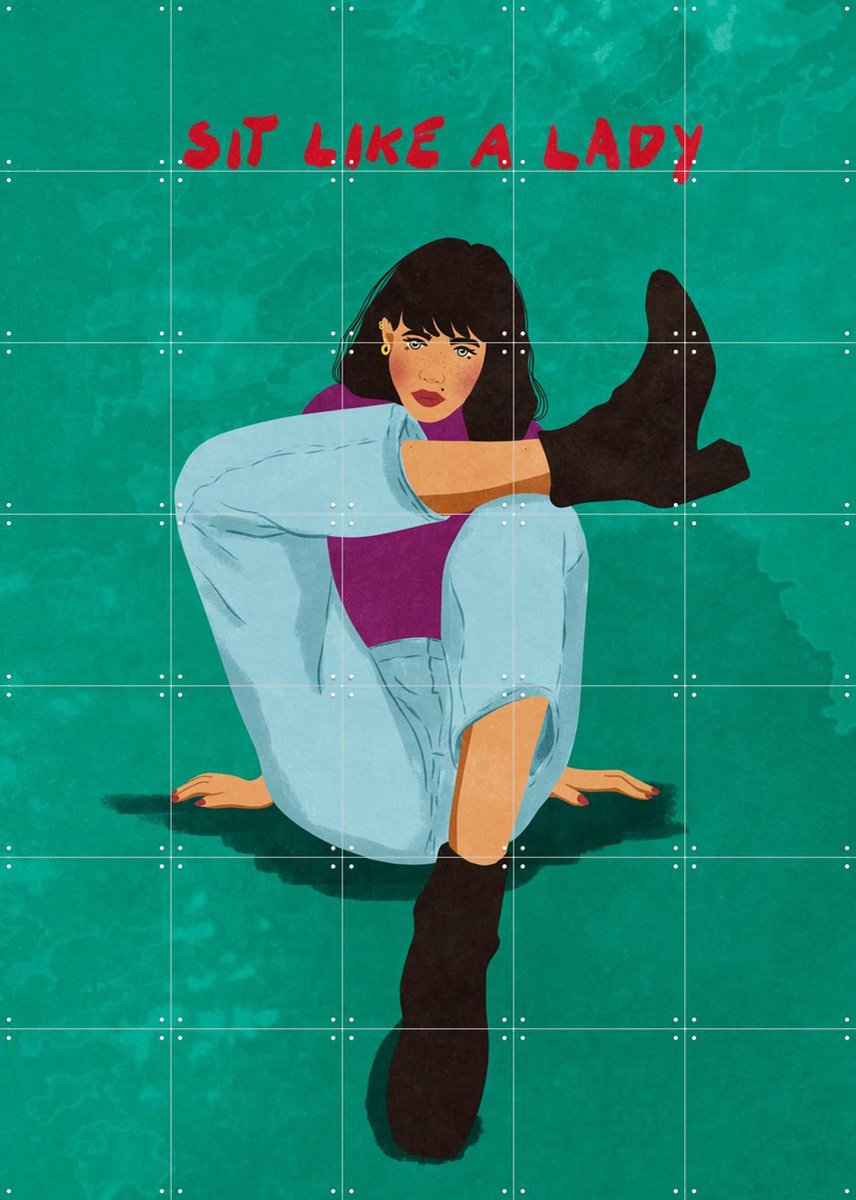 IXXI Sit Like A Lady, Raissa Oltmanns - 100 x 140 cm - Gratis ophangtool - Grote wanddecoratie en posters - Kleurrijk, Modern, Fantasierijk