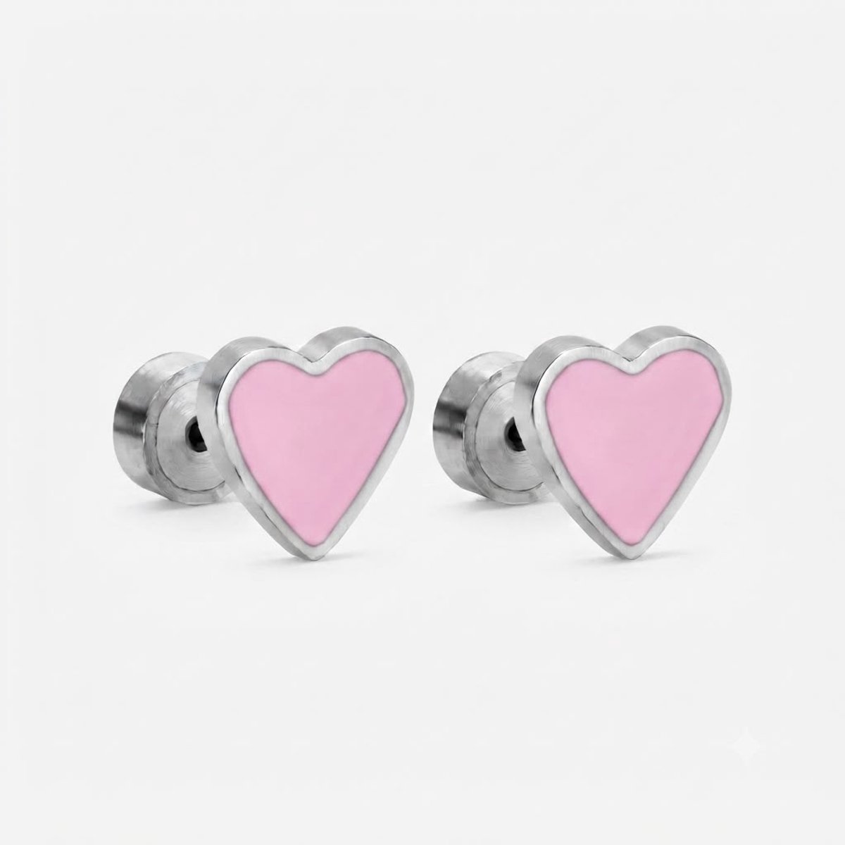Chirurgisch Stalen Oorstekers Hartje Roze – Meisjes Oorbellen 9 mm
