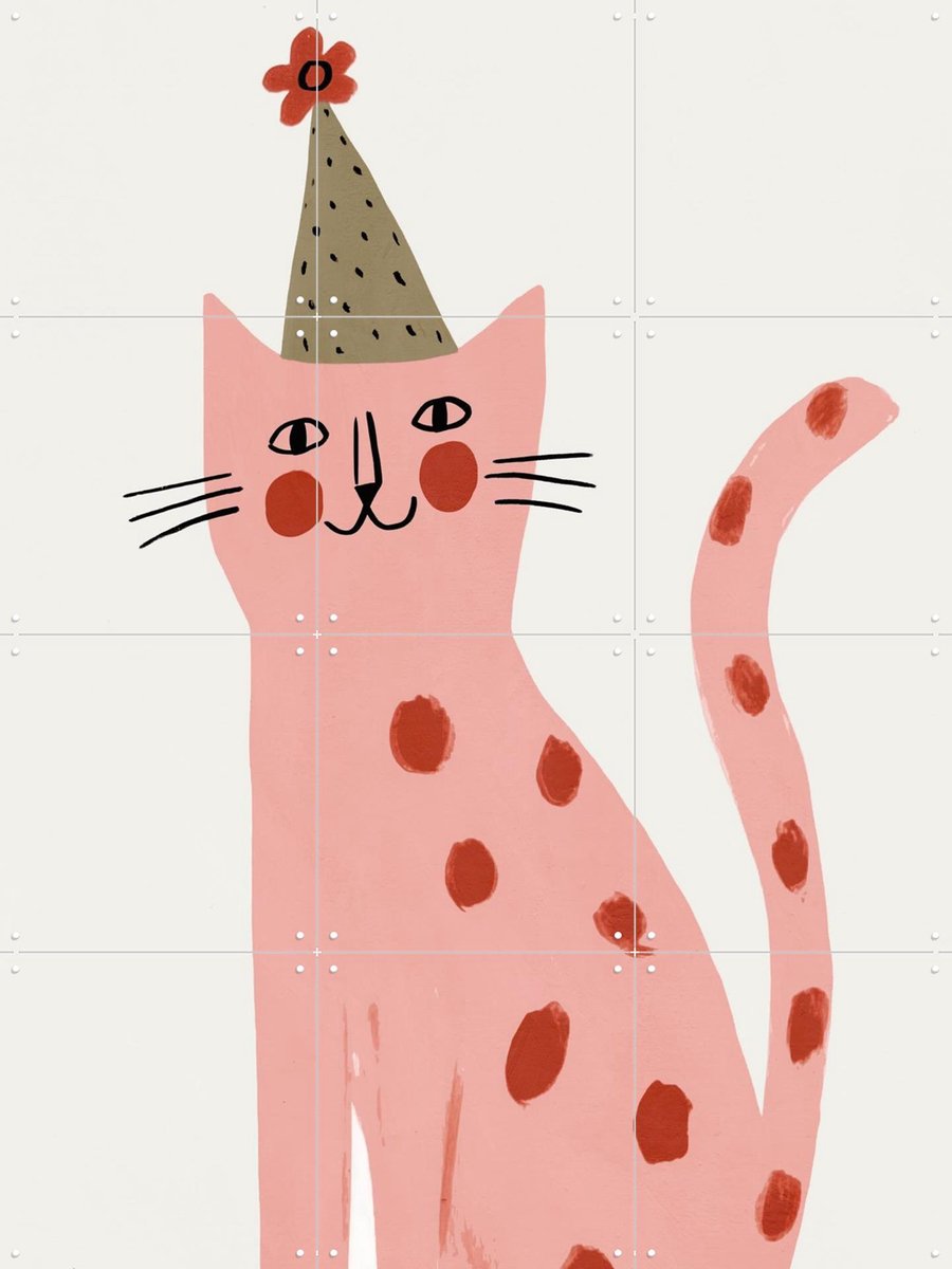 IXXI Happy Cat, Treechild & Various - 60 x 80 cm - Gratis ophangtool - Grote wanddecoratie en posters - Speels, Kleurrijk, Illustraties, Cartoonesk