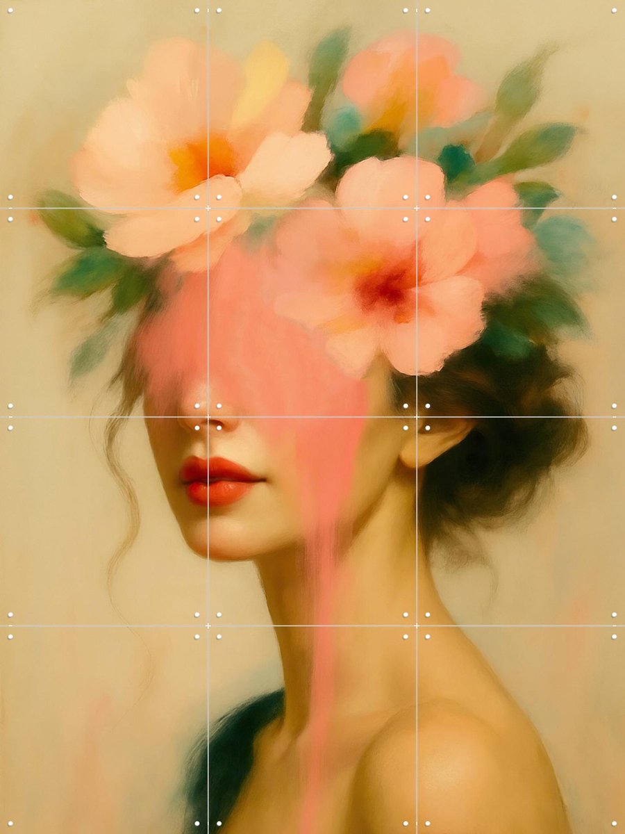 IXXI Whispers in Bloom, Moonheart Artworks - 60 x 80 cm - Gratis ophangtool - Grote wanddecoratie en posters - Kleurrijk, Kwaststreken, Fantasierijk