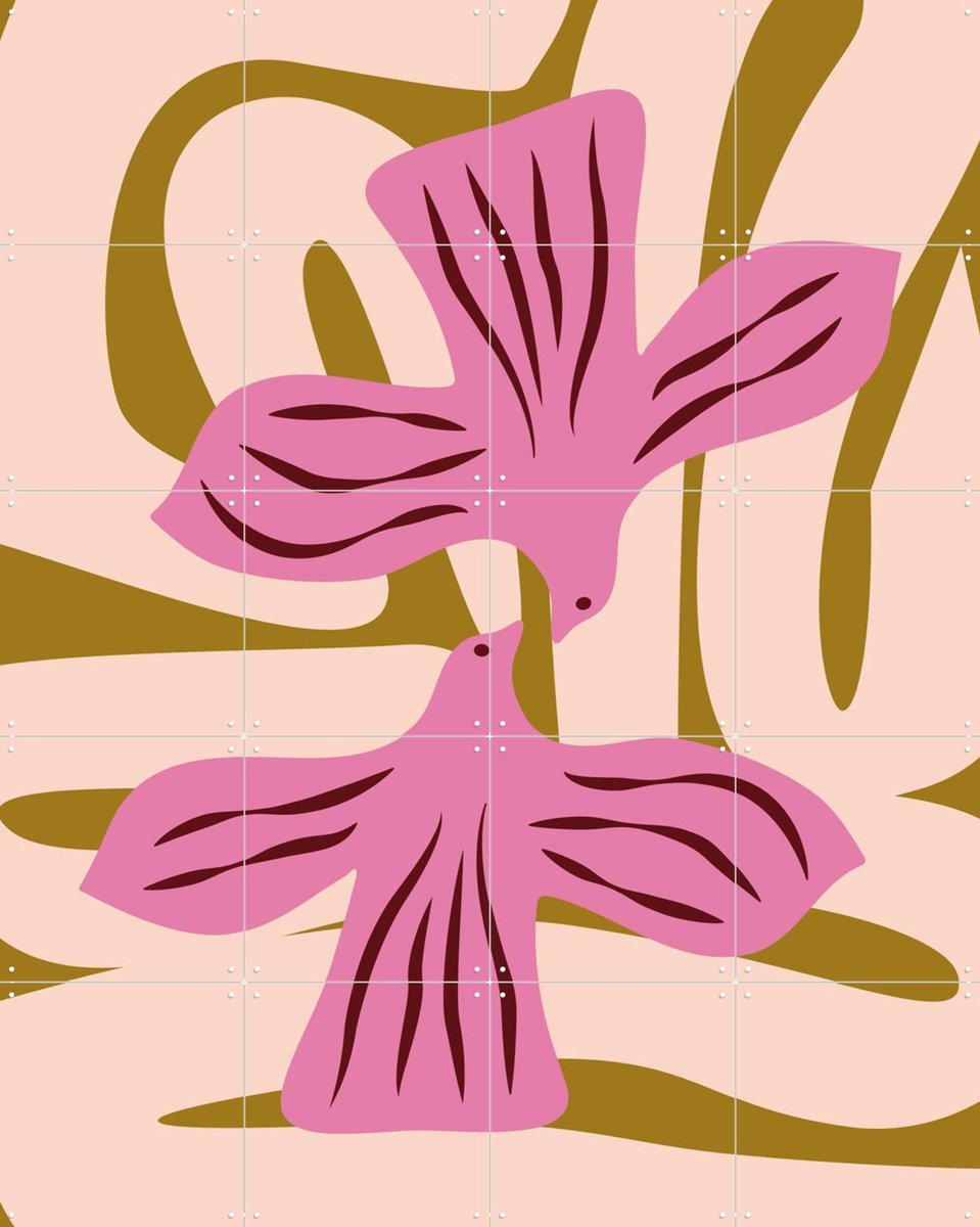 IXXI Rosy Joy, Studio Wool - 80 x 100 cm - Gratis ophangtool - Grote wanddecoratie en posters - Illustraties, Abstract, Speels, Kleurrijk, Retro