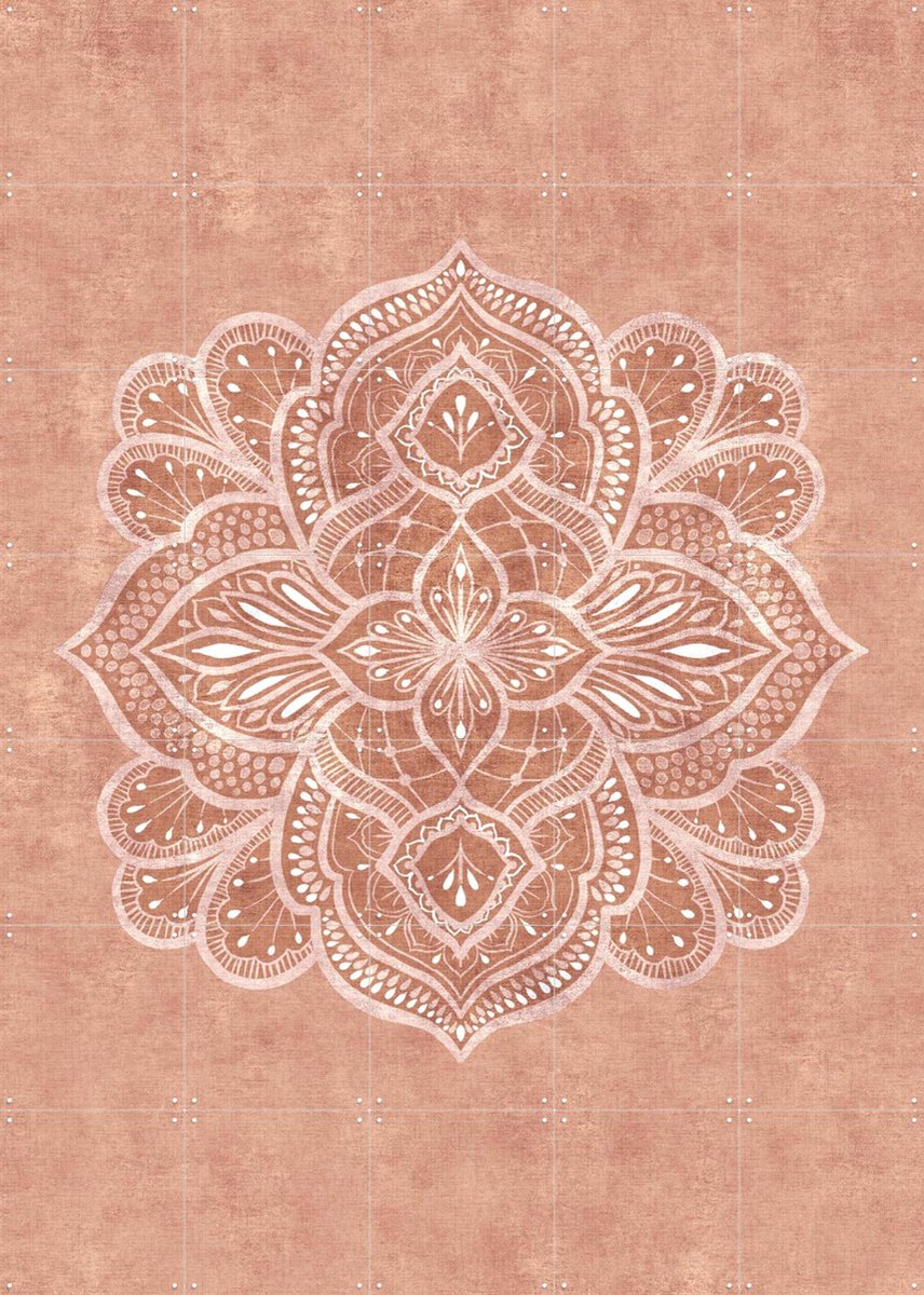 IXXI Marrakech Terracotta Mandala Texture, Bloomery Decor - 100 x 140 cm - Gratis ophangtool - Grote wanddecoratie en posters - Vintage, Geometrische