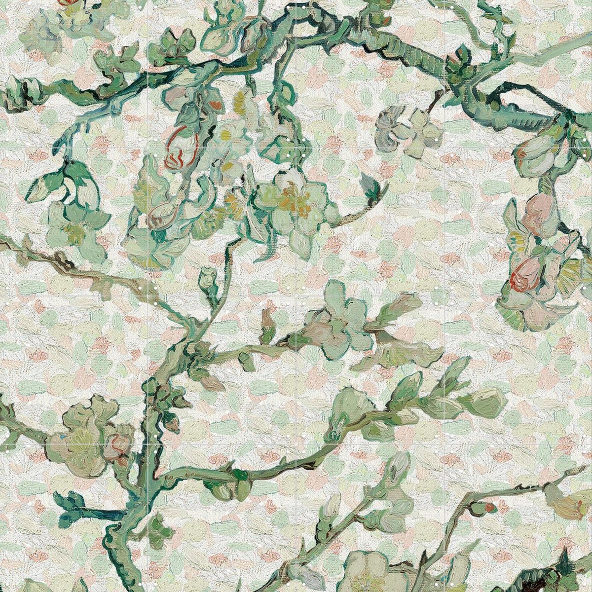 IXXI Amandelbloesem Spots, Vincent van Gogh (1853 - 1890) & Van Gogh Museum - 80 x 80 cm - Gratis ophangtool - Grote wanddecoratie en posters -