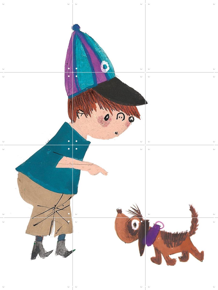 IXXI Hondje, Fiep Westendorp - 60 x 80 cm - Gratis ophangtool - Grote wanddecoratie en posters - Kleurrijk, Speels, Tekeningen, Kinderkamer, Kinderen