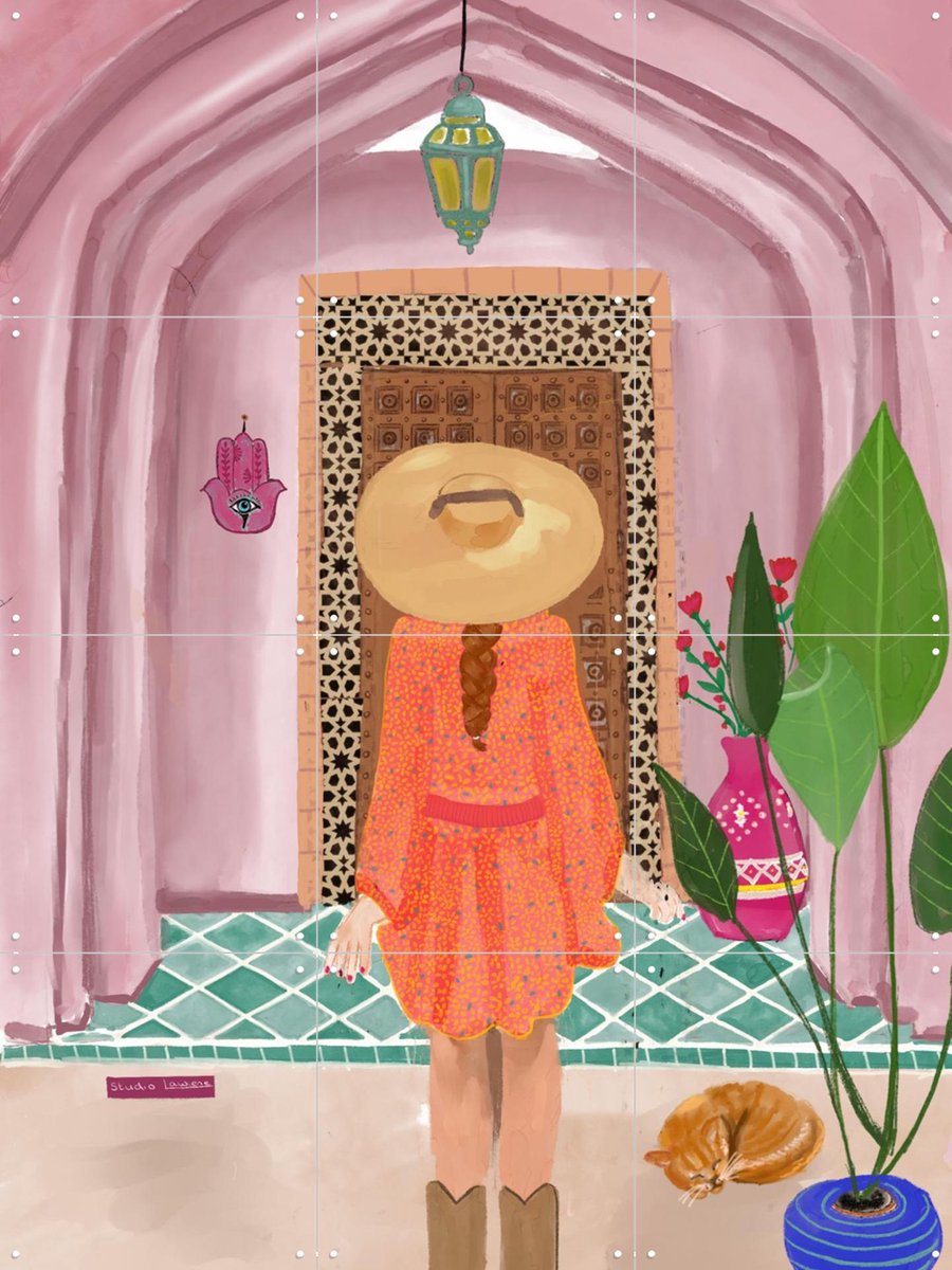 IXXI Souk Secret, Studio LaWiene - 60 x 80 cm - Gratis ophangtool - Grote wanddecoratie en posters - Modern, Kleurrijk, Pop art, Fantasierijk