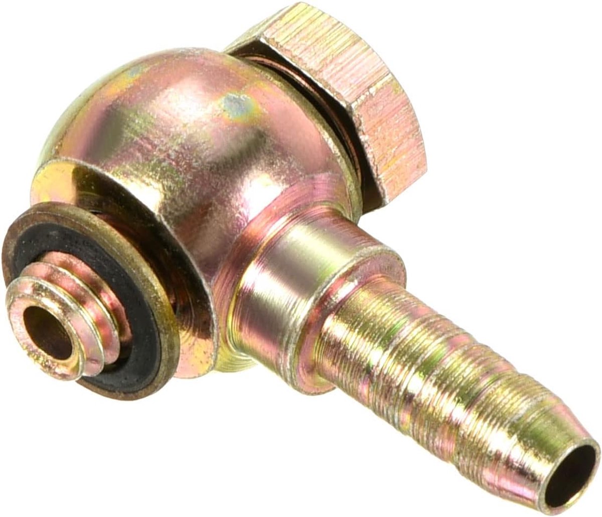 Slang Barb Fitting Elleboog 6mm Prikkeldraad M6x1 Mannelijke Draad, Carbon Steel Pipe Adapter Connector voor Air Water Brandstof Olie, Goud