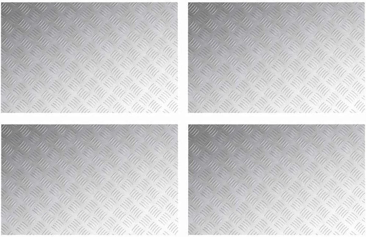 Trap Treden 4 Stuks Zilver 80x50 cm | Antislip Checkerplate Ontwerp, Duurzaam, Binnen En Buiten, Eenvoudig Schoon Te Maken