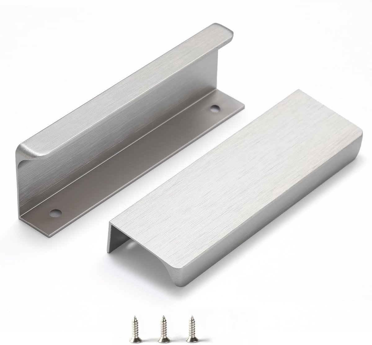 Vingertrek voor kasten keuken lade knoppen laag profiel deur dressoir badkamer lange kast trekt handgrepen aluminium 10 pack geborsteld nikkel 4,7 inch eenvoudige installatie