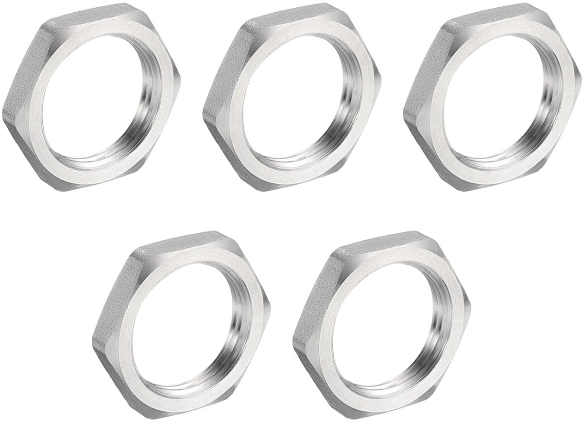 2 stuks buisschroefverbinding zeskant borgmoer 304 roestvrij staal zeskantmoer 1 inch binnendraad (DN25) voor vaste hydraulische waterbezem en onderchassisreiniger