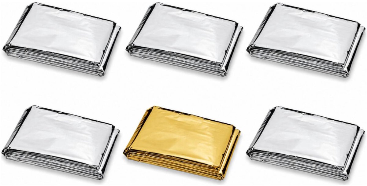 PF Concept Nooddeken goud/zilver - 6x - 160 x 210 cm - reddingsdeken - isolatiedeken - onderkoeling deken