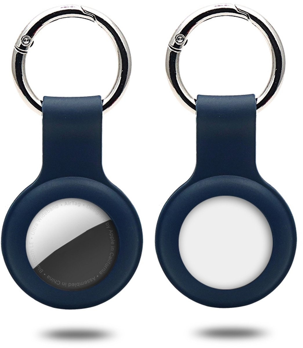 Mobigear Hoesje geschikt voor Apple AirTag Hoesje Flexibel Siliconen | Mobigear Keychain Sleutelhanger - Donkerblauw
