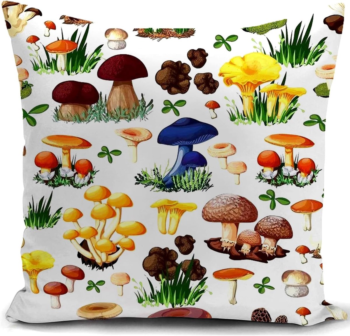 SnelShoppen - Kussenhoes Paddenstoel Decoratie 45x45cm Voor Woonkamer, Bank, Bed, Auto, Kantoor, Camping, Verjaardag - Zacht, Ademend, Lichtgewicht