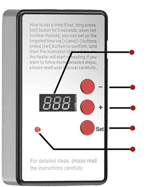 Dompelverwarmer – voorzien van thermometer en staalwol – 3000W – uitgerust met thermometer – krachtig verwarmingselement – ​​warmwaterboiler – intelligente timer – zwart — afbeelding 3