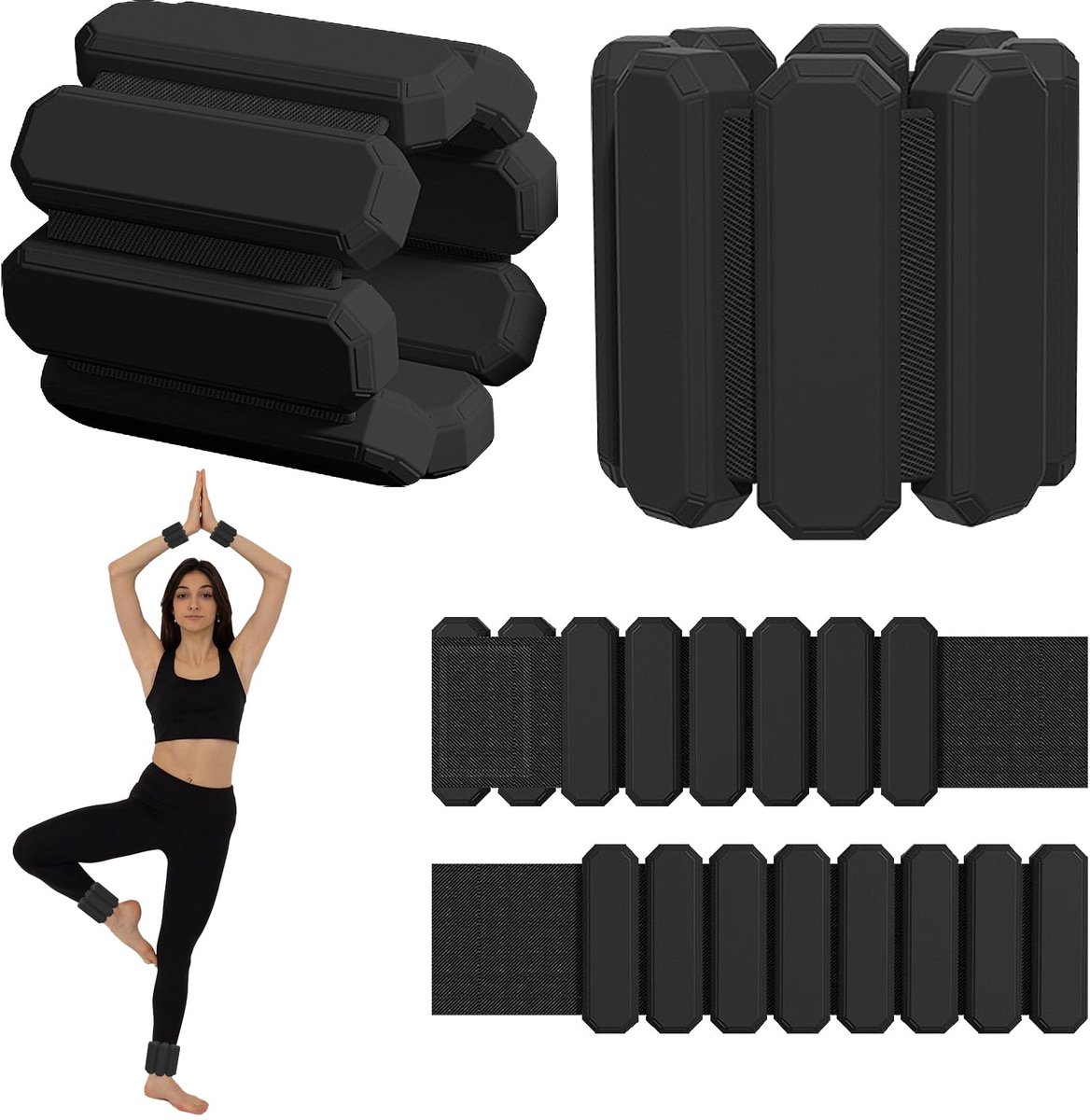 Fitnessgewichten voor dames en heren, enkelkettinkjes in de sportschool, verstelbare polsgewichten voor training in de sportschool, thuis, yoga, hardlopen, training, set van 2 (elk 1 lb)