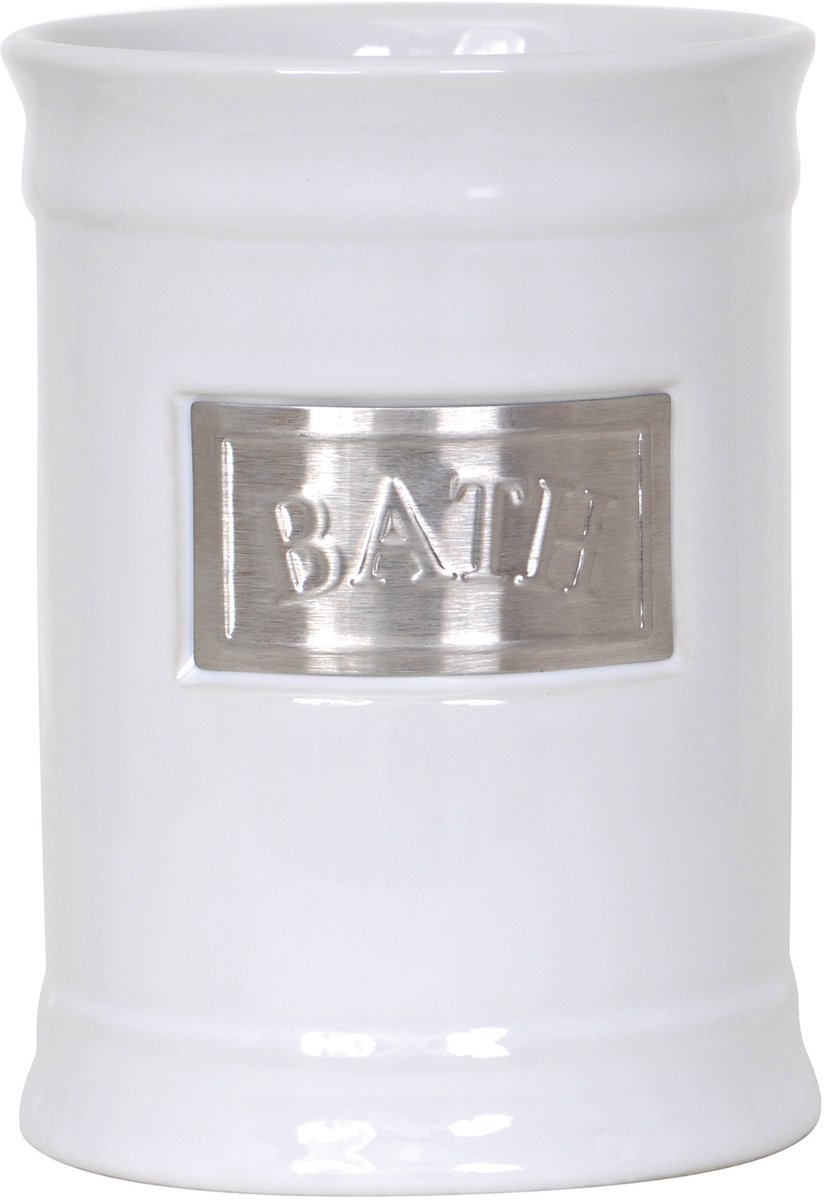 MSV Adelaide Tandenborstelhouder – Tumbler Badkamer voor Tandenborstel en Tandpasta – Vochtbestendig en Eenvoudig te Reinigen – Wit – 8 x 11 cm