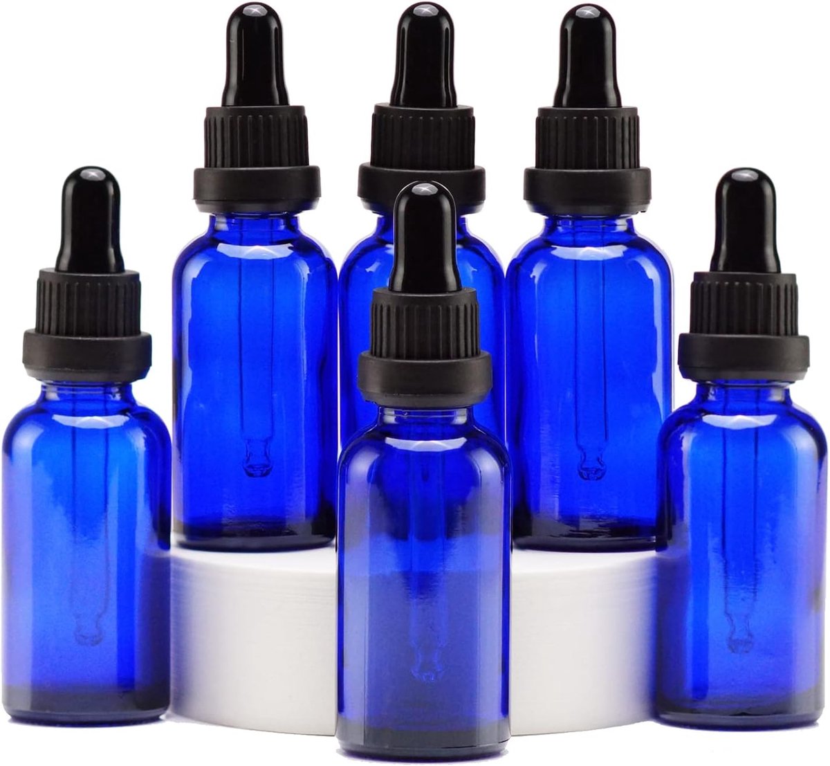 Blauw Glazen Druppelflesje 30ml, met Glazen Pipet Druppelaar, voor Essentiële olie, Aromatherapie, Cosmetica, Laboratorium, Apotheek, Reizen, Massage - 6 Stuks