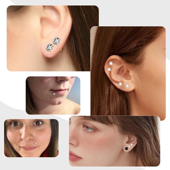 conisch, roestvrij staal, lip, tragus, helix, kraakbeen, oor, lip, hypoallergeen, tragus, helix, labret-piercing, conisch, 9 stuks — afbeelding 2