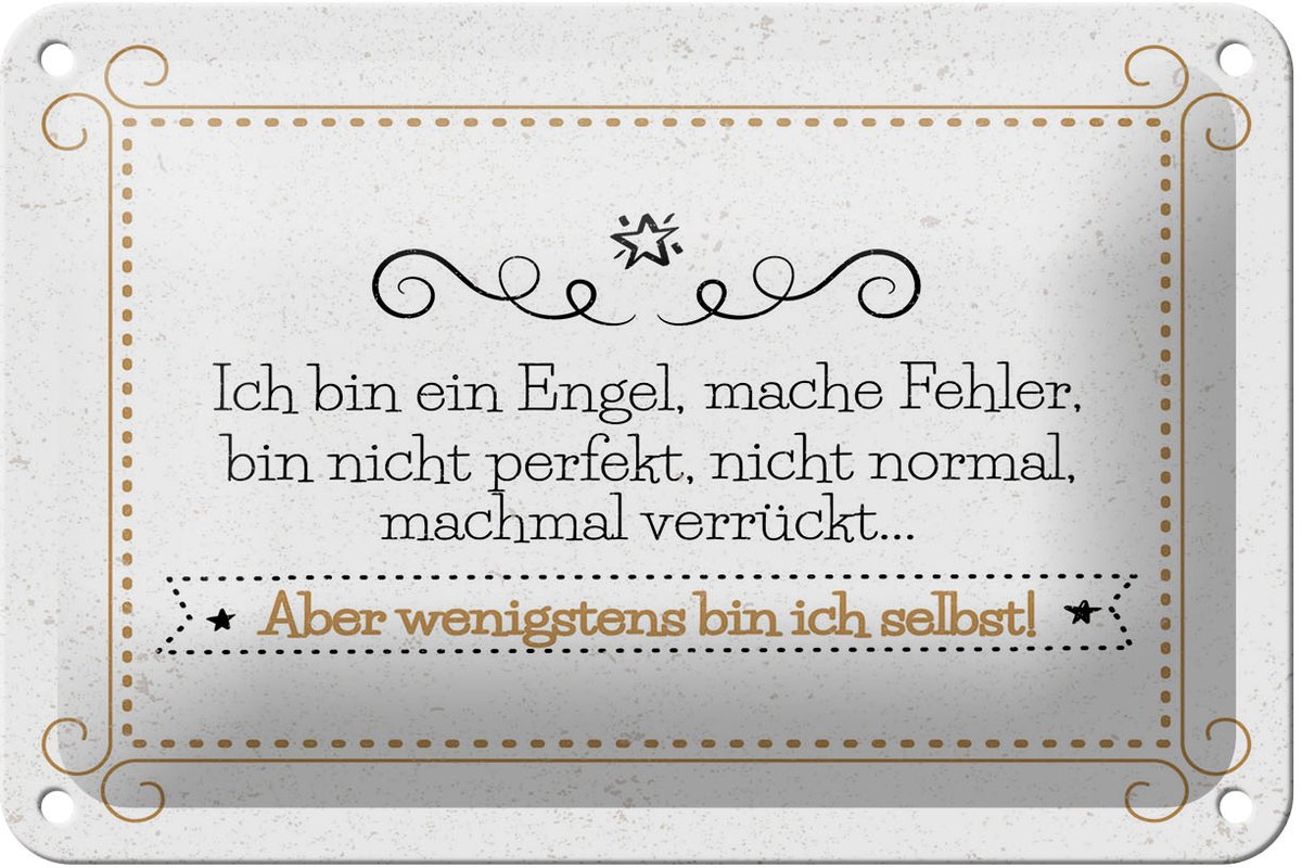Blechschild Spruch 20x30 cm Ich bin ein Engel, mache Fehler