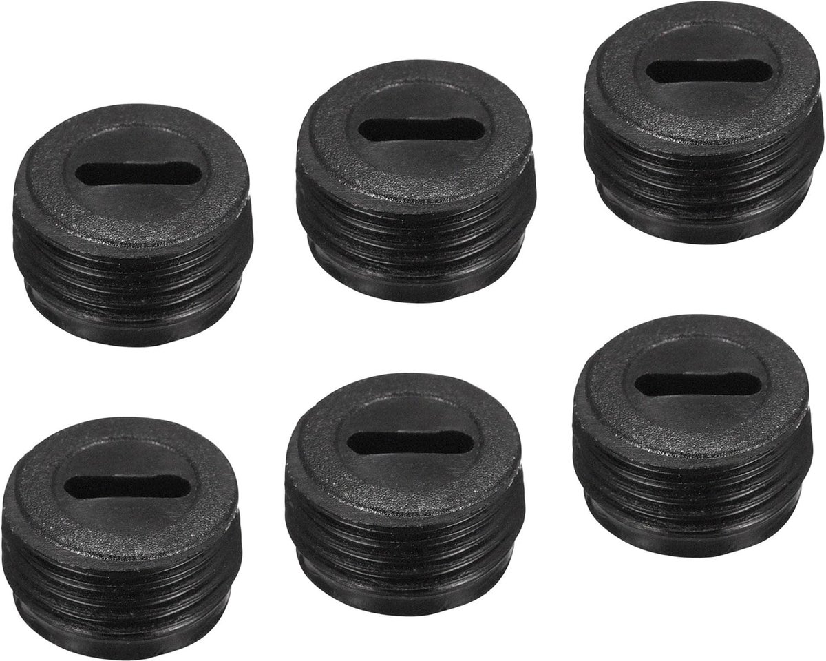 sourcing map 16 stuks koolborstelhouderdop motor elektrische borstel kunststof afdekking schroefdraad zwart 12 mm buitendiameter 6,7 mm hoogte