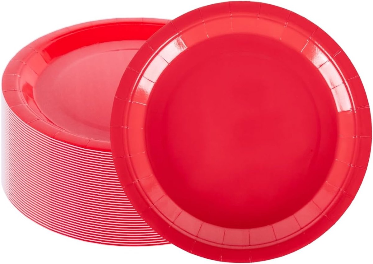 Set van 100 ronde kartonnen borden in effen kleur voor feesten, verjaardagen, Kerstmis, bruiloften – voor horeca en evenementen