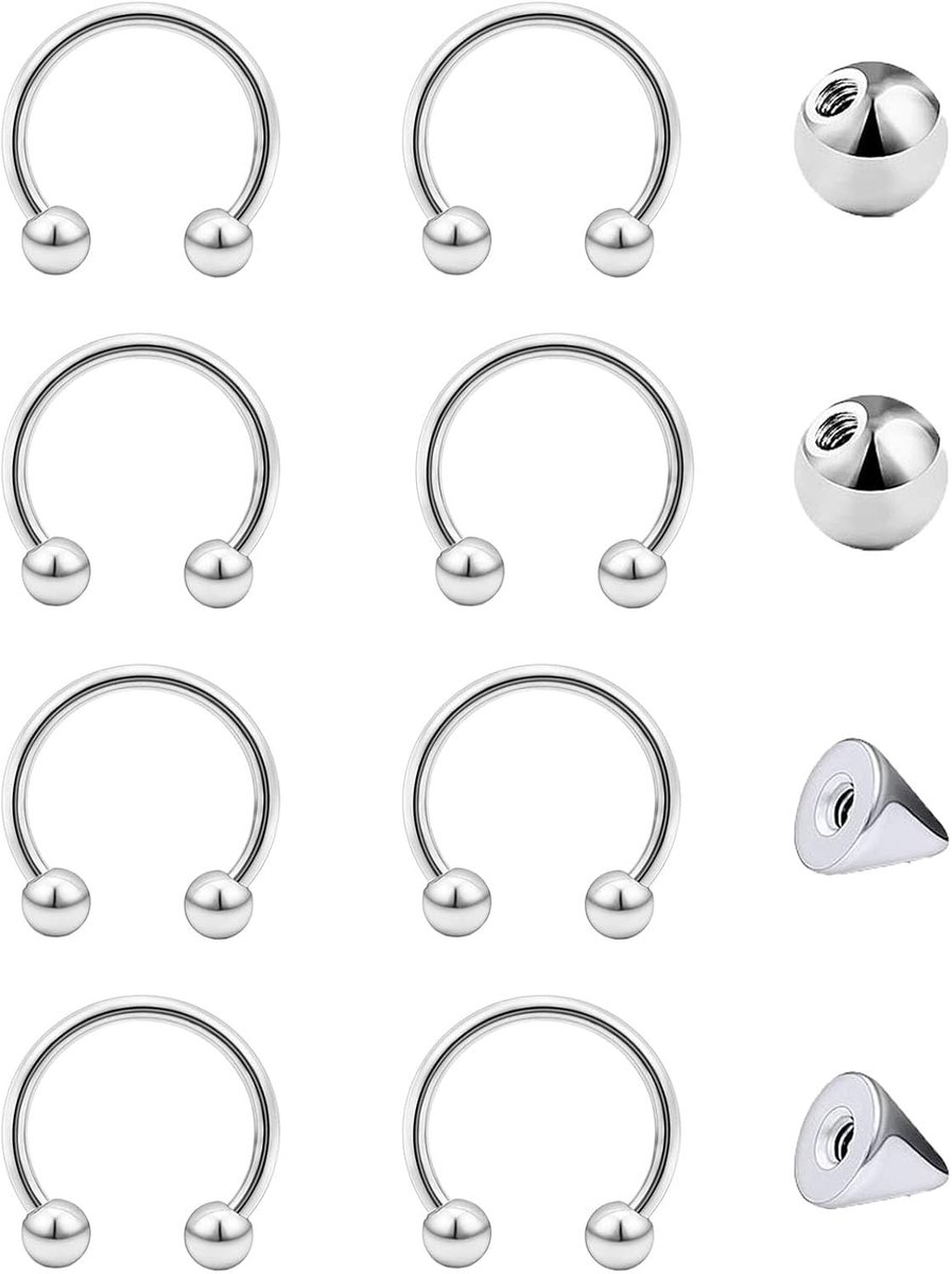neus lip septum ring 16G roestvrij staal ronde barbell piercing wenkbrauw helix kraakbeen oorbellen daith rook sieraden piercing 6/8/10/12/14 mm