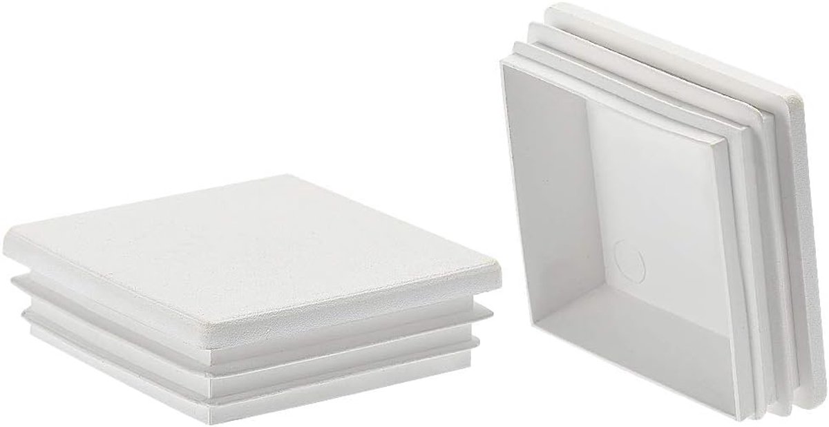 8 stuks 60 mm x 60 mm plug voor buizen van kunststof, vierkant, voor leuning, trap newel, leuning, buisjes, wit