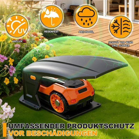 Garage voor robotmaaier met opklapbaar dak, garage voor robotmaaier met serviceklep, garage voor robotmaaier, weerbestendig, UV- en regenbescherming, zonder — afbeelding 5